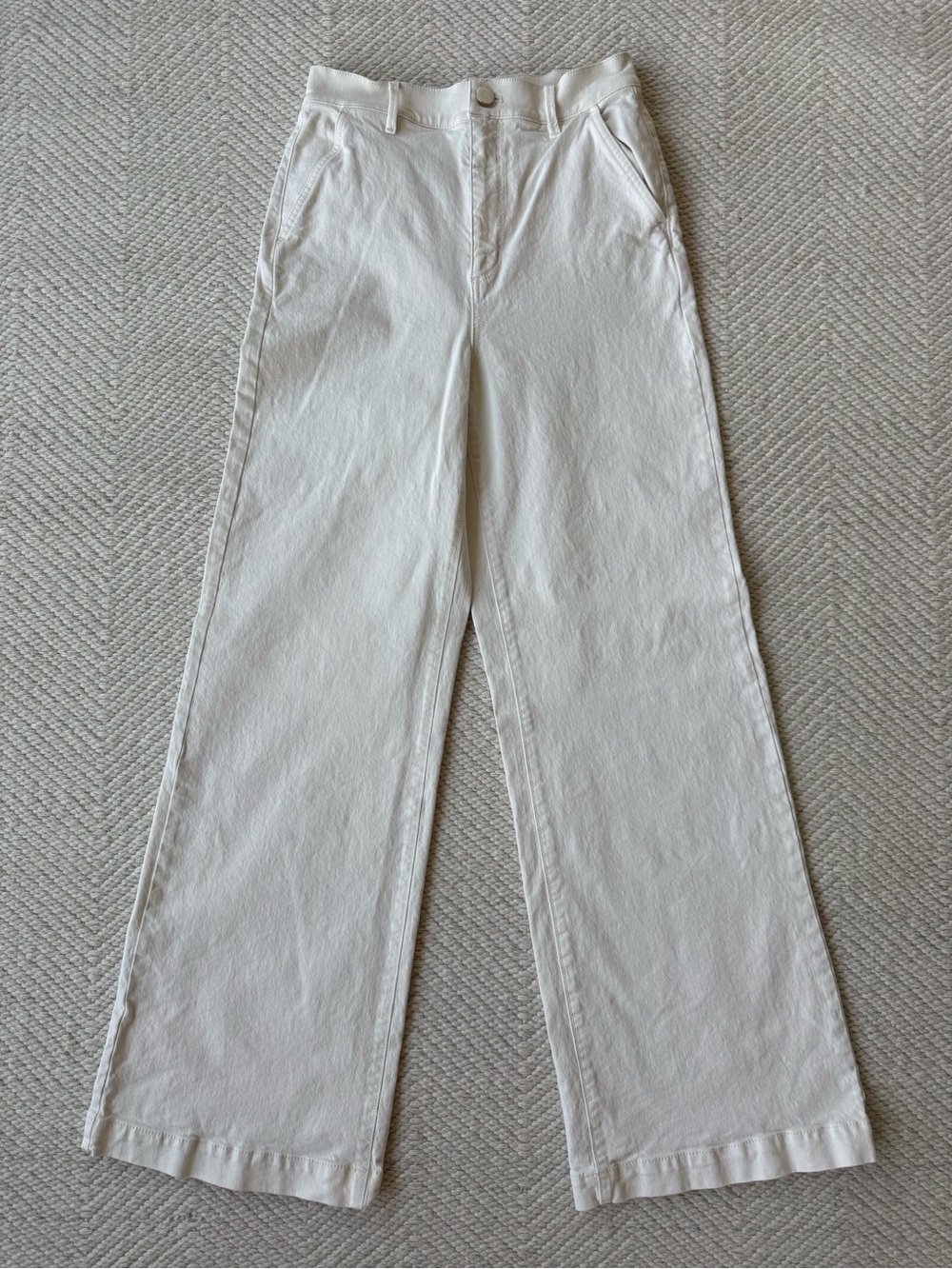 Ann Taylor Cream White The Trouser Straight-Wide Leg Pants sz 2 (long)
